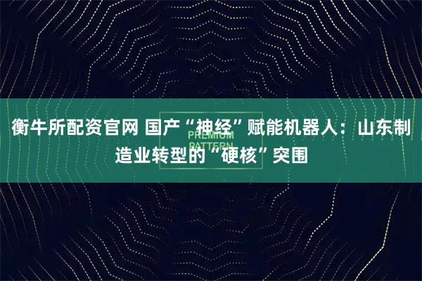 衡牛所配资官网 国产“神经”赋能机器人：山东制造业转型的“硬核”突围
